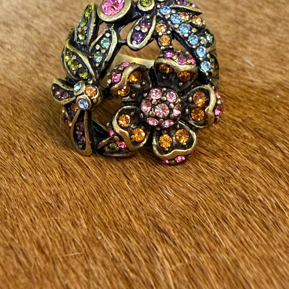 Heidi Daus "Dragonfly Dreams" Multicolor Crystal Statement Ring Sz 7 Whimsigoth - Picture 6 of 10